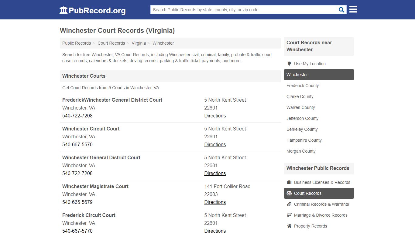 Free Winchester Court Records (Virginia Court Records)