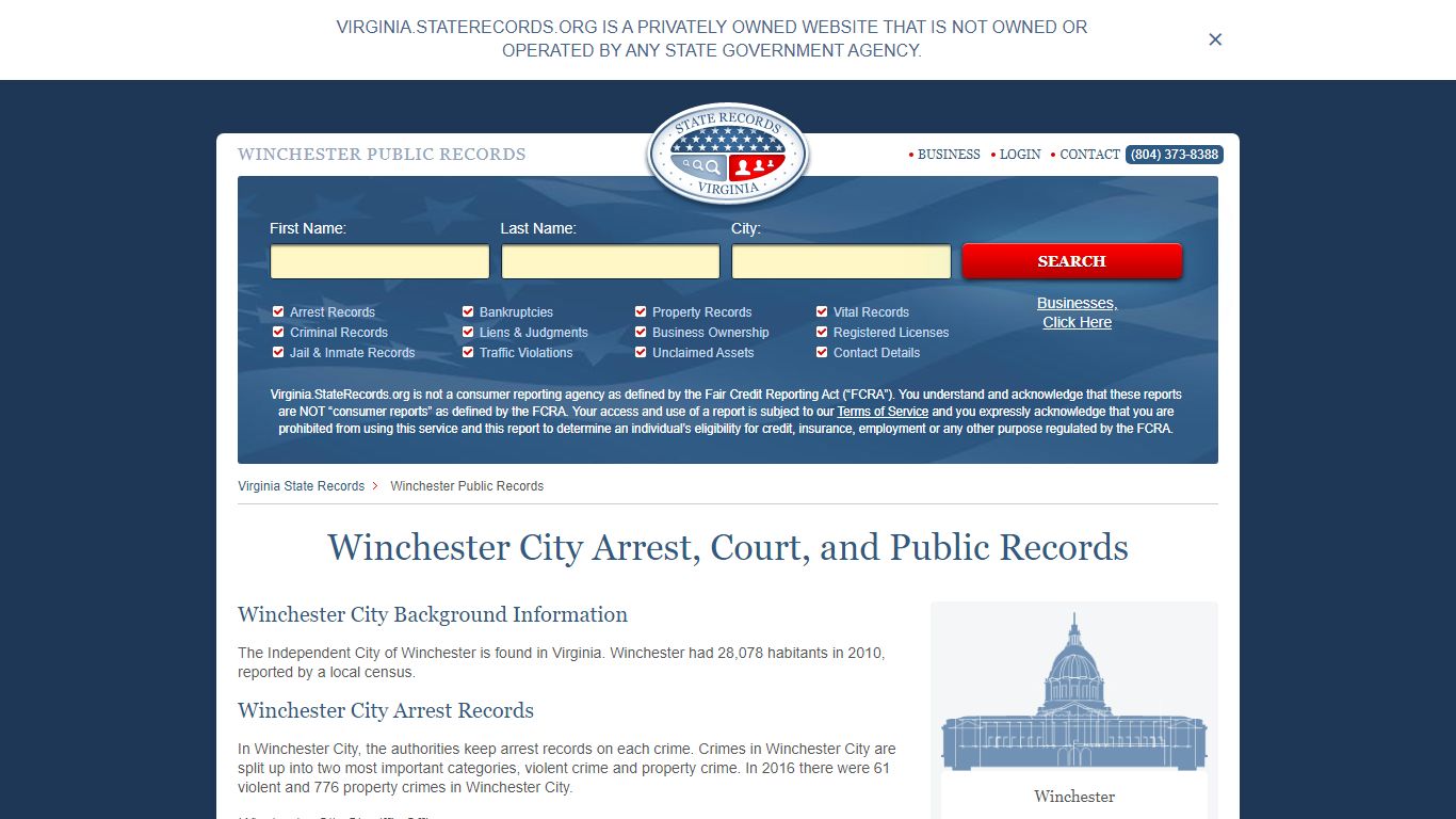 Winchester Arrest and Public Records | Virginia.StateRecords.org